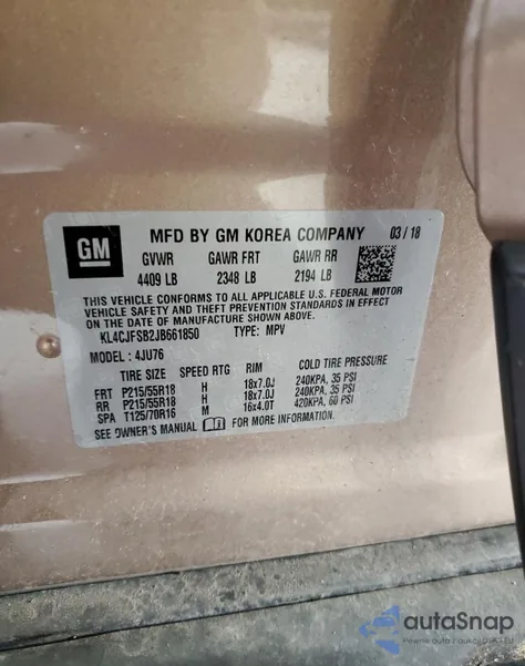 2018 Buick Encore Preferred Ii from USA, damaged, VIN KL4CJFSB2JB661850